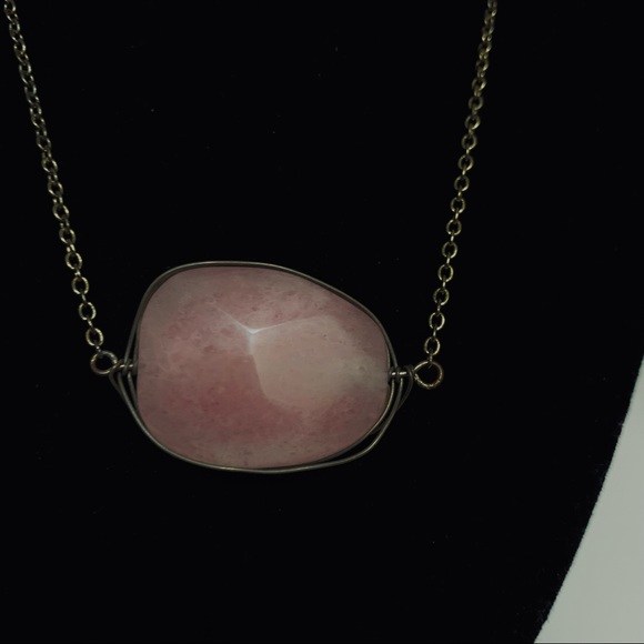 Pink Stone Solitaire Pendant Necklace - Picture 2 of 2